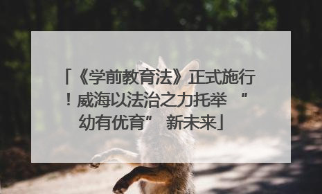 《学前教育法》正式施行！威海以法治之力托举 “幼有优育” 新未来