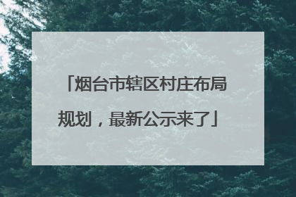 烟台市辖区村庄布局规划，最新公示来了