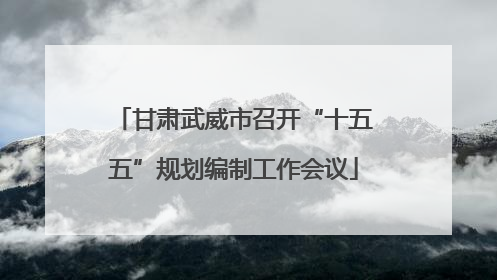 甘肃武威市召开“十五五”规划编制工作会议