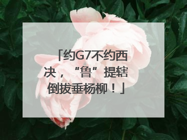 约G7不约西决，“鲁”提辖倒拔垂杨柳！