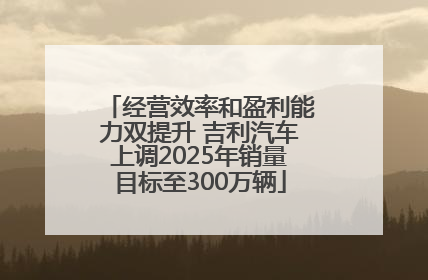经营效率和盈利能力双提升 吉利汽车上调2025年销量目标至300万辆