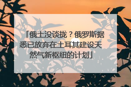 俄土没谈拢？俄罗斯据悉已放弃在土耳其建设天然气新枢纽的计划