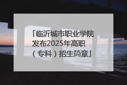 临沂城市职业学院发布2025年高职（专科）招生简章