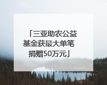 三亚助农公益基金获最大单笔捐赠50万元