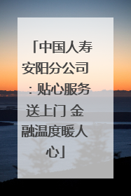中国人寿安阳分公司：贴心服务送上门 金融温度暖人心