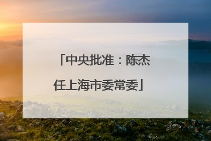 中央批准：陈杰任上海市委常委