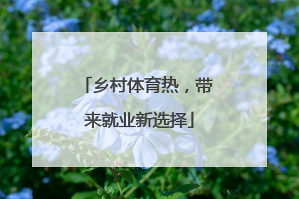 乡村体育热，带来就业新选择