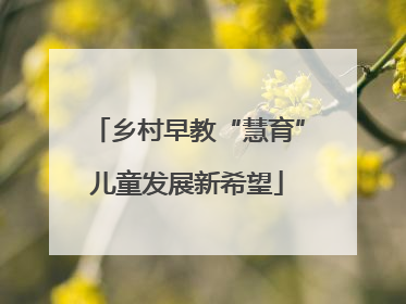 乡村早教“慧育”儿童发展新希望