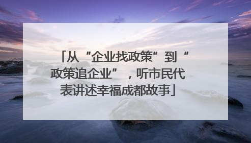 从“企业找政策”到“政策追企业”，听市民代表讲述幸福成都故事