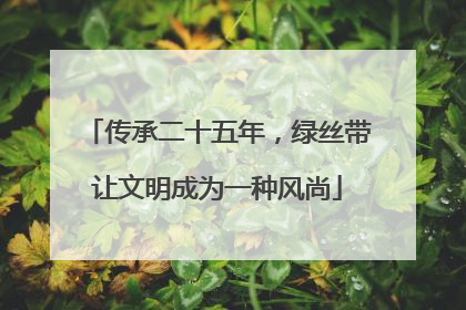 传承二十五年，绿丝带让文明成为一种风尚
