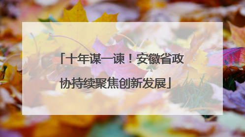 十年谋一谏！安徽省政协持续聚焦创新发展