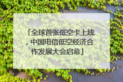 全球首张低空卡上线，中国电信低空经济合作发展大会启幕
