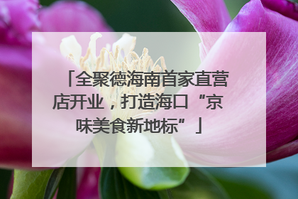 全聚德海南首家直营店开业，打造海口“京味美食新地标”