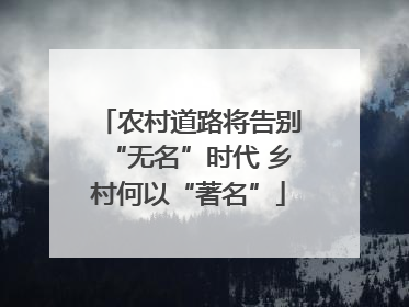农村道路将告别“无名”时代 乡村何以“著名”