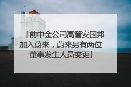 前中金公司高管安国邦加入蔚来，蔚来另有两位董事发生人员变更