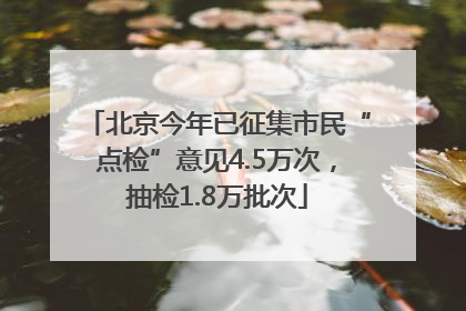 北京今年已征集市民“点检”意见4.5万次，抽检1.8万批次