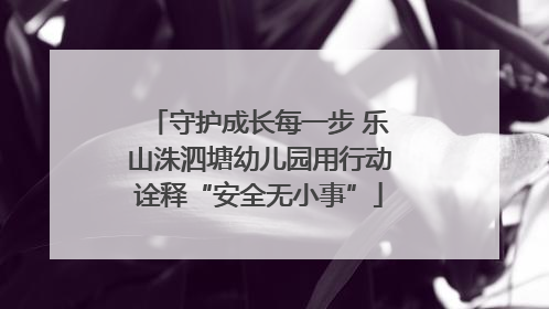 守护成长每一步 乐山洙泗塘幼儿园用行动诠释“安全无小事”