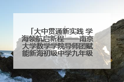 大中贯通新实践 学海领航启新程——南京大学数学学院导师团赋能新海初级中学九年级学子生涯规划