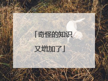 奇怪的知识又增加了