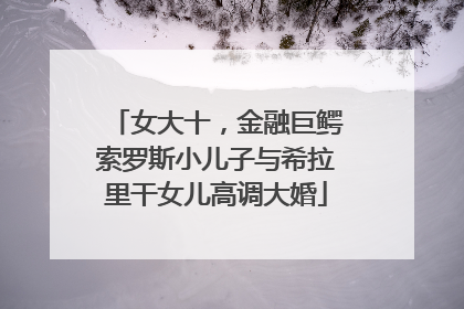 女大十，金融巨鳄索罗斯小儿子与希拉里干女儿高调大婚