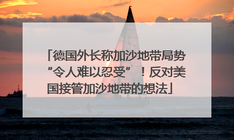 德国外长称加沙地带局势“令人难以忍受”！反对美国接管加沙地带的想法