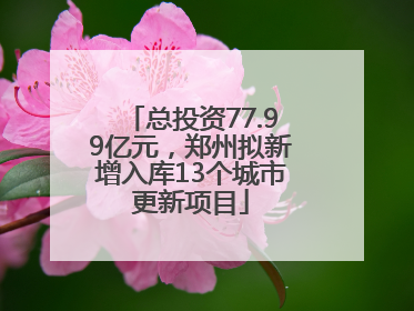 总投资77.99亿元，郑州拟新增入库13个城市更新项目