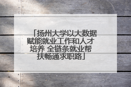 扬州大学以大数据赋能就业工作和人才培养 全链条就业帮扶畅通求职路