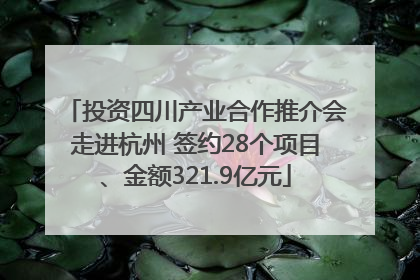 投资四川产业合作推介会走进杭州 签约28个项目、金额321.9亿元