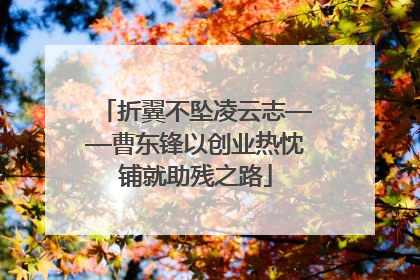 折翼不坠凌云志——曹东锋以创业热忱铺就助残之路