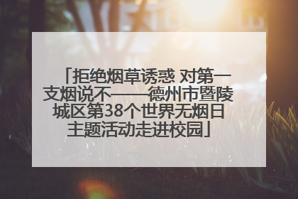 拒绝烟草诱惑 对第一支烟说不——德州市暨陵城区第38个世界无烟日主题活动走进校园