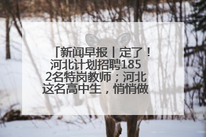 新闻早报丨定了！河北计划招聘1852名特岗教师；河北这名高中生，悄悄做了件超酷的事>>