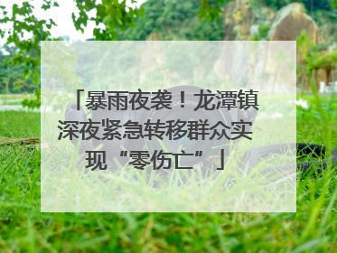 暴雨夜袭！龙潭镇深夜紧急转移群众实现“零伤亡”
