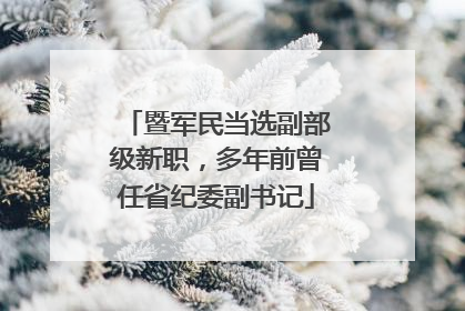 暨军民当选副部级新职，多年前曾任省纪委副书记