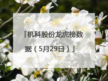 机科股份龙虎榜数据（5月29日）