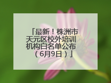 最新！株洲市天元区校外培训机构白名单公布（6月9日）