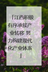 江西积极有序承接产业转移 努力构建现代化产业体系
