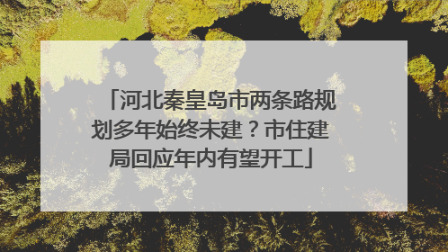 河北秦皇岛市两条路规划多年始终未建？市住建局回应年内有望开工