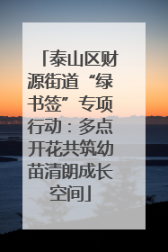 泰山区财源街道“绿书签”专项行动：多点开花共筑幼苗清朗成长空间