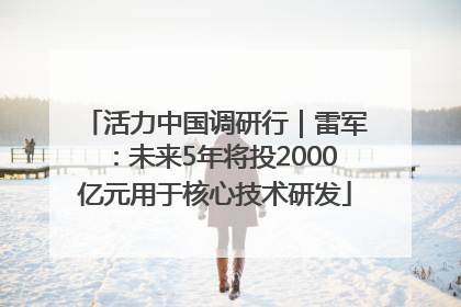 活力中国调研行｜雷军：未来5年将投2000亿元用于核心技术研发