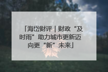 海岱财评｜财政“及时雨”助力城市更新迈向更“新”未来