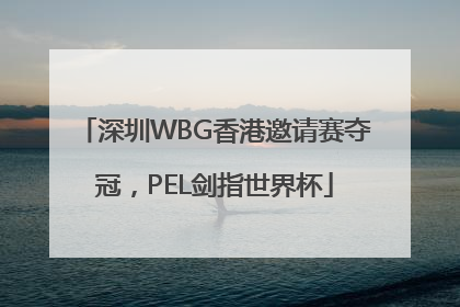 深圳WBG香港邀请赛夺冠，PEL剑指世界杯