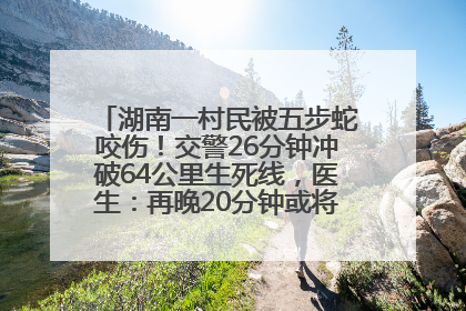 湖南一村民被五步蛇咬伤！交警26分钟冲破64公里生死线，医生：再晚20分钟或将呼吸肌麻痹