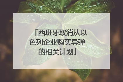西班牙取消从以色列企业购买导弹的相关计划