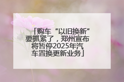 购车“以旧换新”要抓紧了，郑州宣布将暂停2025年汽车置换更新业务