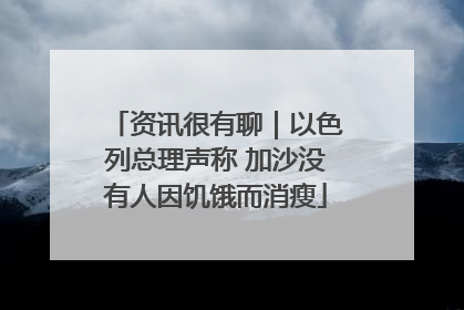 资讯很有聊｜以色列总理声称 加沙没有人因饥饿而消瘦