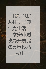 送“法”入村，“典”亮生活——泰安市财政局开展民法典宣传活动