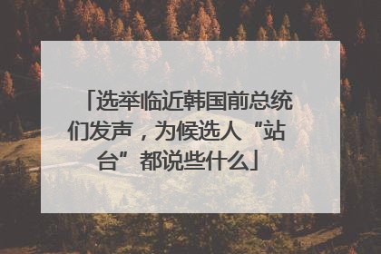 选举临近韩国前总统们发声，为候选人“站台”都说些什么