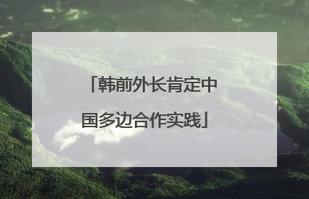 韩前外长肯定中国多边合作实践