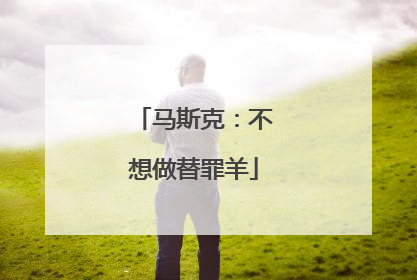马斯克：不想做替罪羊