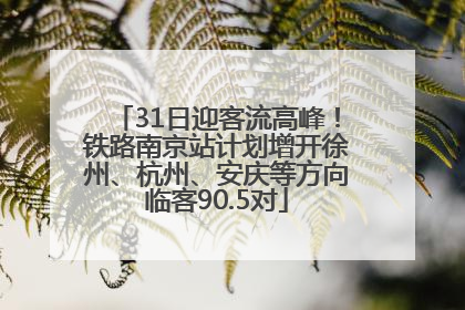 31日迎客流高峰！铁路南京站计划增开徐州、杭州、安庆等方向临客90.5对